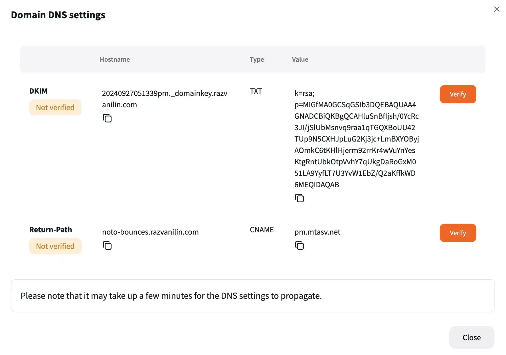 The DNS records screen in Cloudflare.