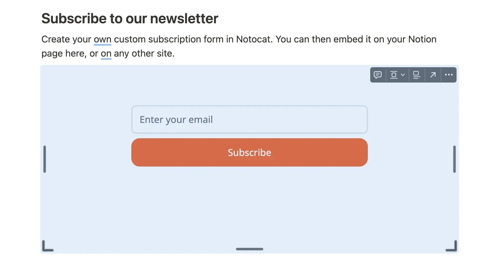 Embed a subscription form in Notion.