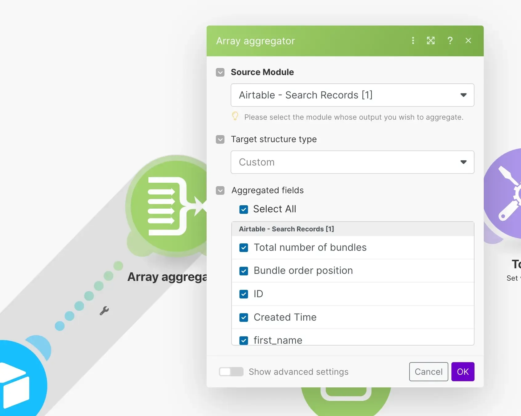 Configure the Array aggregator module