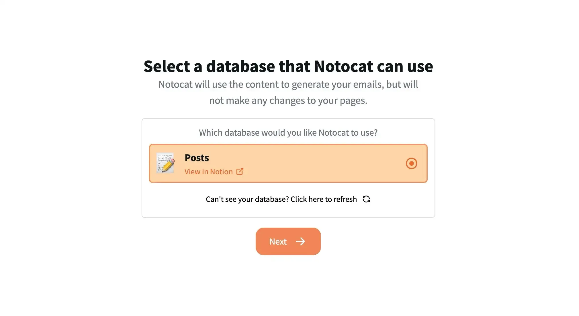 The Posts database in Notocat.